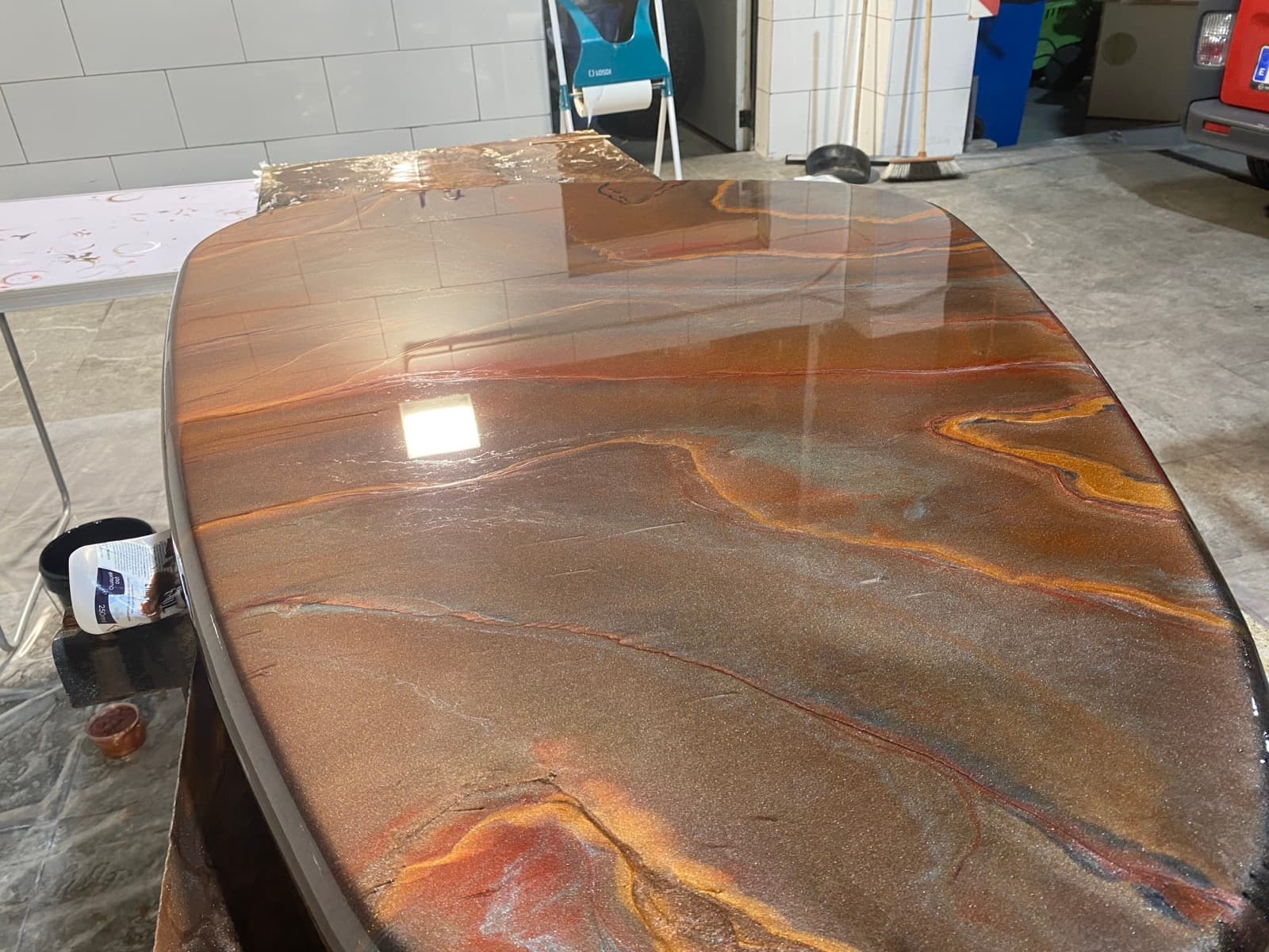 Mesa de barco · Efecto cobre